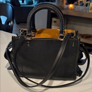 Coach 25 Rouge black and Yellow Leather Satchel